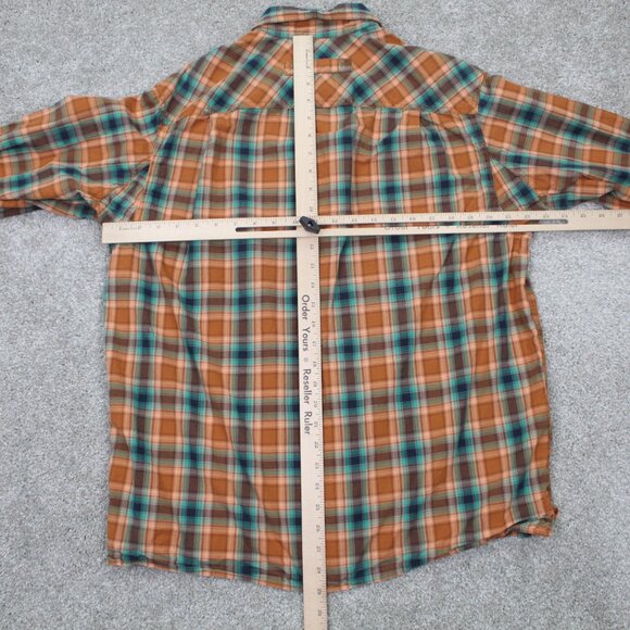 Duluth Shirt Mens Medium Brown/Green Plaid BBQ Relaxed Fit Long Sleeve Cotton - Picture 9 of 11
